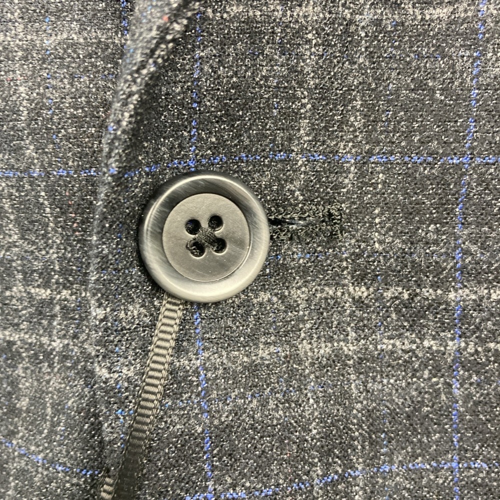 Tom Baine Mens Slim fit Sport Coat Blazer 44L Grey Plaid Stretch - Picture 7 of 11